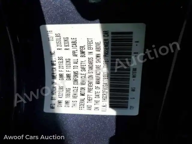 2016 Honda Accord 1HGCR2F80GA178993 — Copart auction photo 12