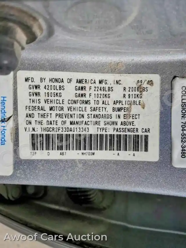 2013 Honda Accord 1HGCR2F33DA013343 — Copart auction photo 13