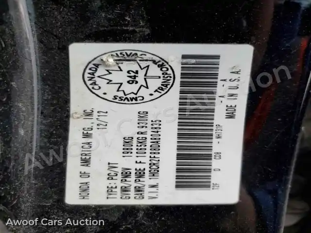2013 Honda Accord 1HGCR2F88DA804835 — Copart auction photo 12