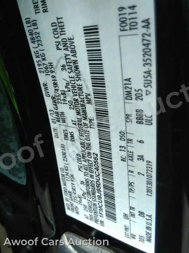 2013 Ford Escape 1FMCU9J95DUC40562 — Manheim auction photo 6