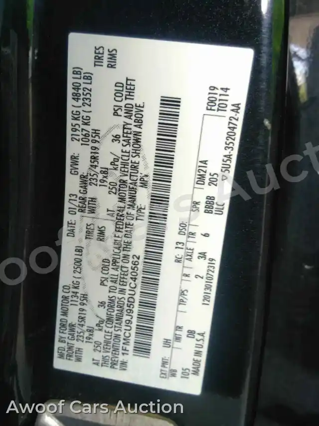2013 Ford Escape 1FMCU9J95DUC40562 — Manheim auction photo 6