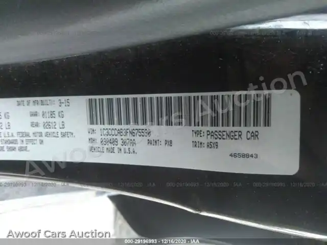 2015 Chrysler 200 1C3CCCAB3FN675590 — Iaai auction photo 9