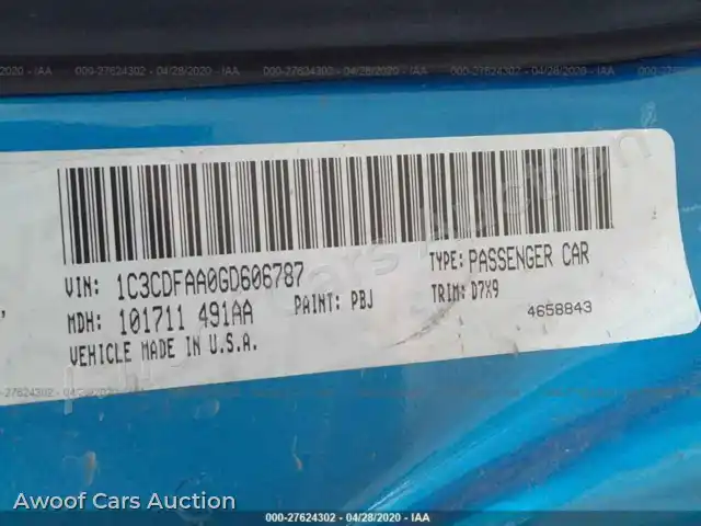 2016 Dodge Dart 1C3CDFAA0GD606787 — photo 9 de la vente Iaai