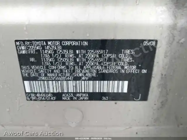 2008 Toyota RAV4 JTMBD33V586085447 — Iaai auction photo 9