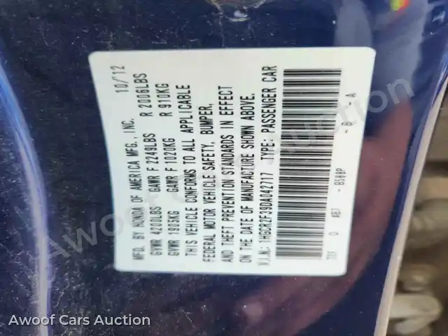 2013 Honda Accord 1HGCR2F39DA042717 — Copart auction photo 12