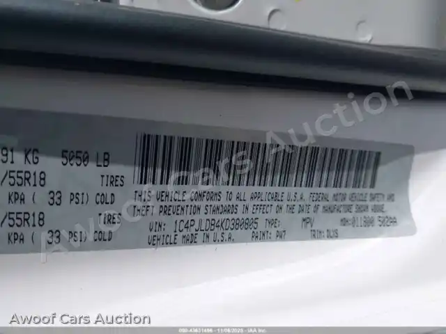 2019 Jeep Cherokee 1C4PJLDB4KD380805 — Iaai auction photo 9