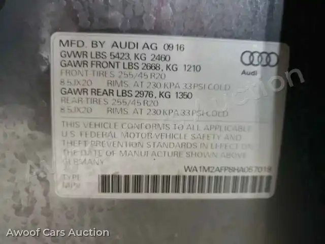 2017 Audi Q5 WA1M2AFP8HA057018 — hoton gwanjo Copart na 14
