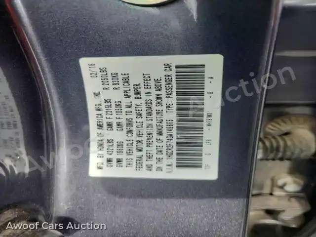 2016 Honda Accord 1HGCR2F74GA149665 — Copart auction photo 12