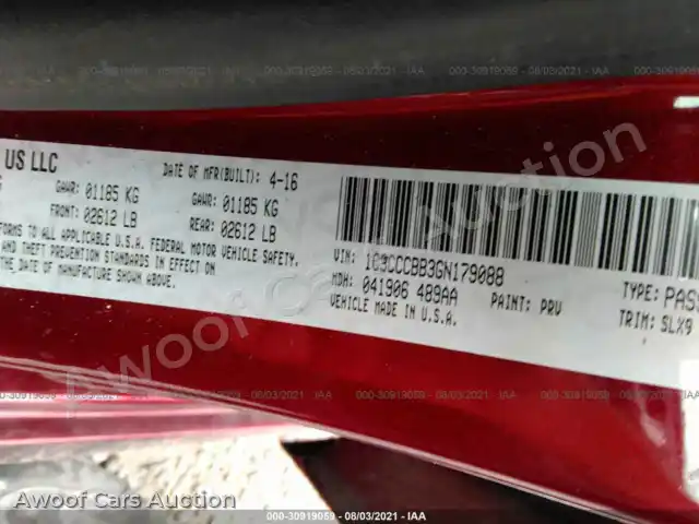 2016 Chrysler 200 1C3CCCBB3GN179088 — Iaai auction photo 9
