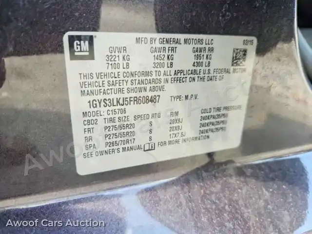 2015 Cadillac Escalade 1GYS3LKJ5FR608487 — hoton gwanjo Copart na 13