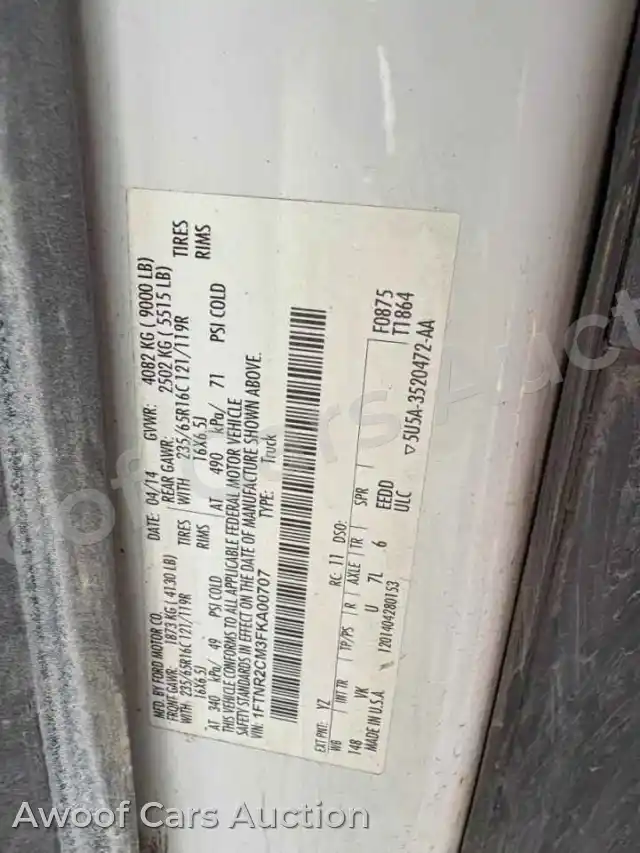2015 Ford Transit 1FTNR2CM3FKA00707 — photo 10 de la vente Copart