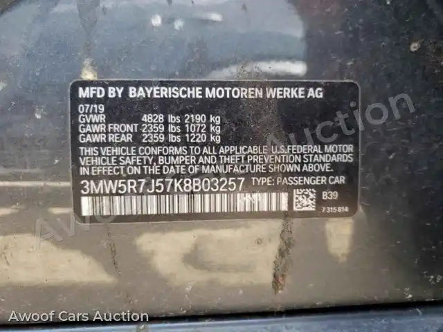 2019 BMW 3 Series 3MW5R7J57K8B03257 — Copart auction photo 12