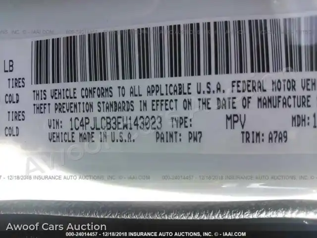 2014 Jeep Cherokee 1C4PJLCB3EW143023 — Iaai auction photo 9