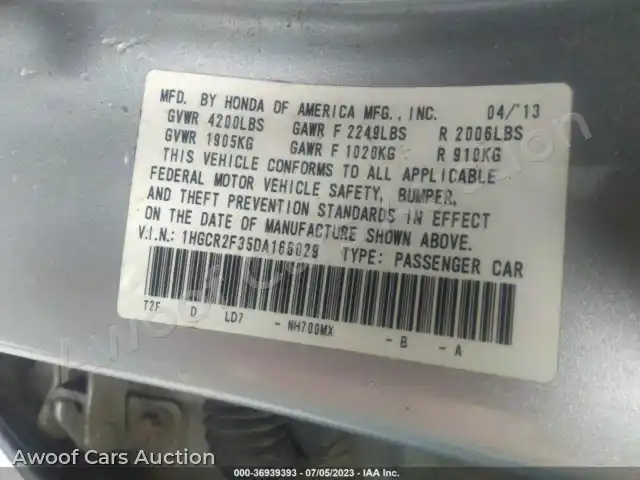 2013 Honda Accord SDN 1HGCR2F35DA166029 — Iaai auction photo 9