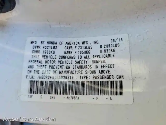 2016 Honda Accord 1HGCR2F80GA036319 — Copart auction photo 12