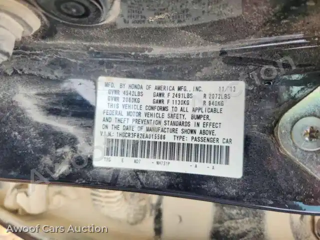 2014 Honda Accord 1HGCR3F82EA015586 — photo 12 de la vente Copart
