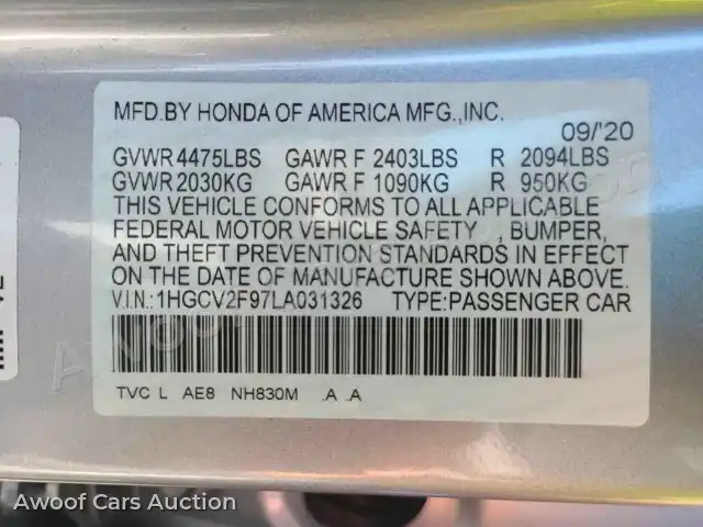 2020 Honda Accord 1HGCV2F97LA031326 — Manheim auction photo 30