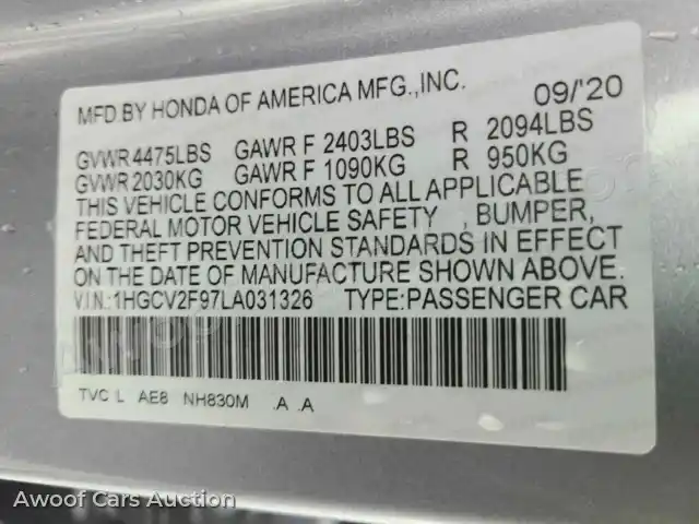 2020 Honda Accord 1HGCV2F97LA031326 — Manheim auction photo 30