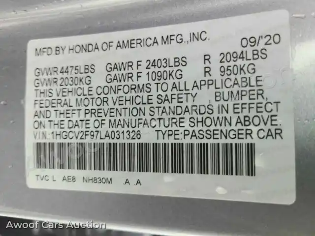 2020 Honda Accord 1HGCV2F97LA031326 — Manheim auction photo 29