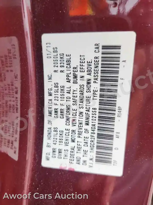 2013 Honda Accord 1HGCR2F84DA102558 — Copart auction photo 13