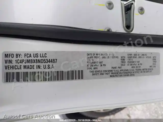 2022 Jeep Cherokee 1C4PJMBX8ND534487 — Iaai auction photo 9