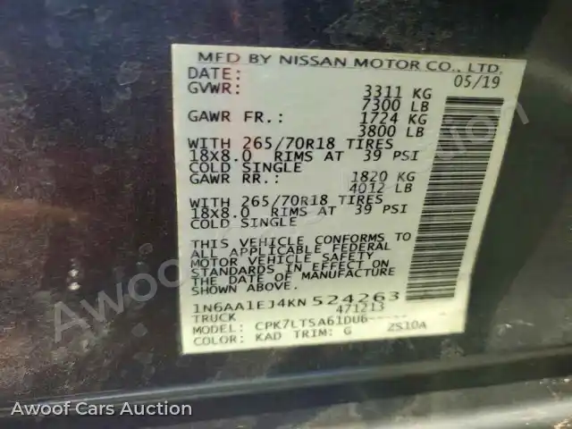 2019 Nissan ALL Other 1N6AA1EJ4KN524263 — Copart auction photo 12