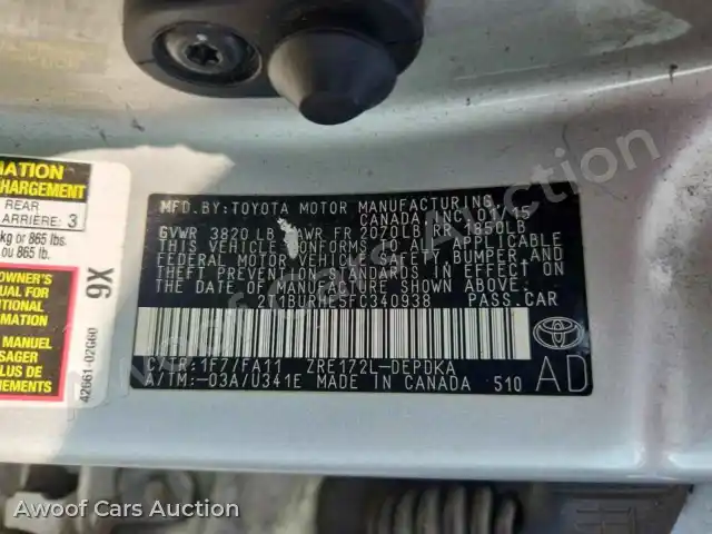 2015 Toyota Corolla 2T1BURHE5FC340938 — Copart auction photo 12
