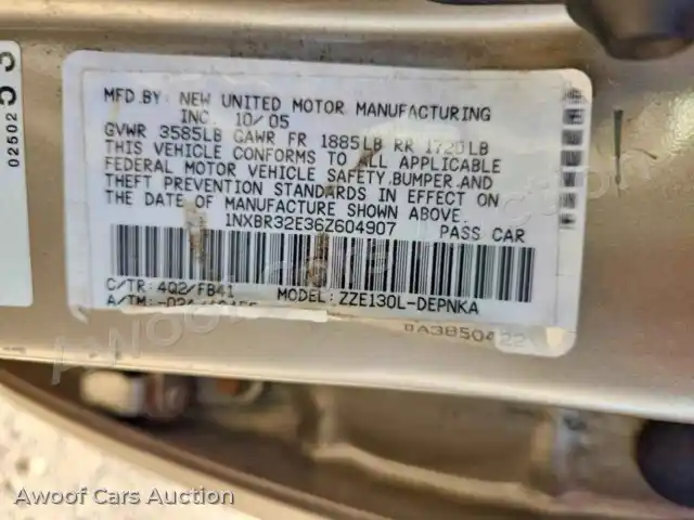 2006 Toyota Corolla 1NXBR32E36Z604907 — hoton gwanjo Copart na 13