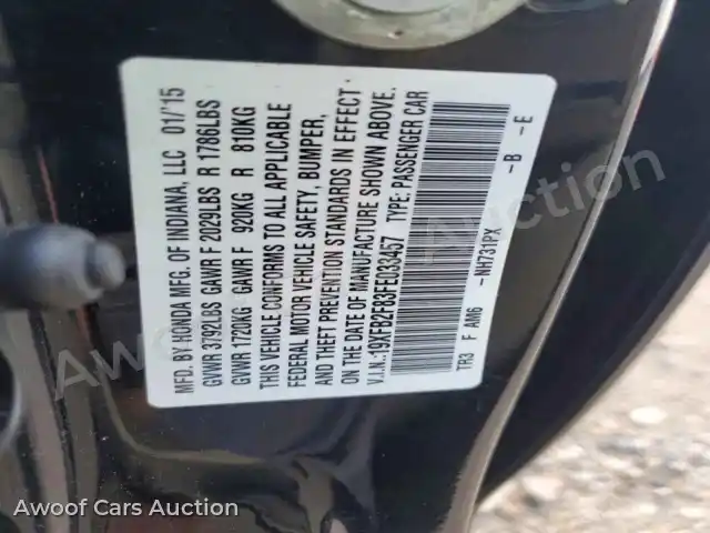 2015 Honda Civic 19XFB2F83FE033457 — Copart auction photo 12