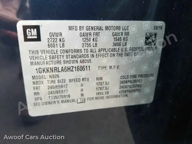 2017 GMC Acadia 1GKKNRLA6HZ160611 — hoton gwanjo Manheim na 6