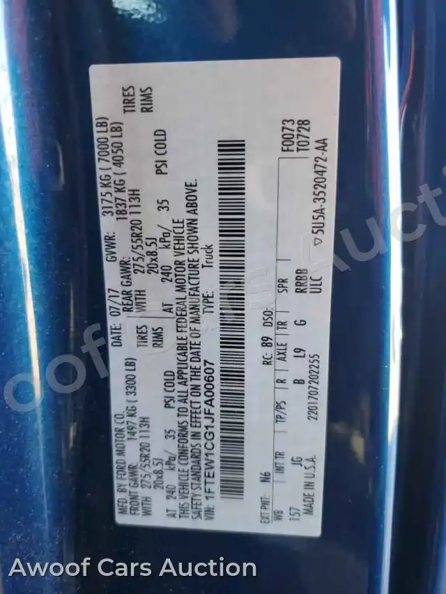 2018 Ford F150 1FTEW1CG1JFA00607 — Copart auction photo 12