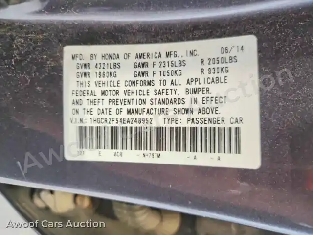 2014 Honda Accord 1HGCR2F54EA248952 — Copart auction photo 13