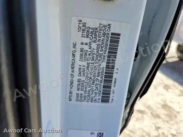 2020 Honda Accord 1HGCV1F30LA025549 — photo 12 de la vente Copart