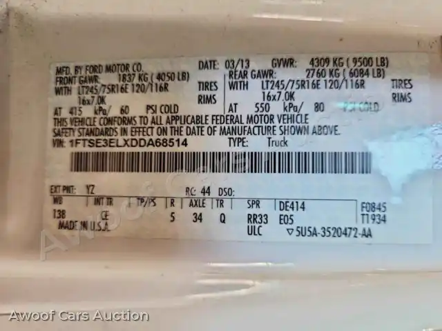 2013 Ford Econoline 1FTSE3ELXDDA68514 — Copart auction photo 13