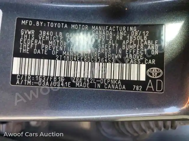 2013 Toyota Corolla 2T1BU4EE8DC936453 — Copart auction photo 12