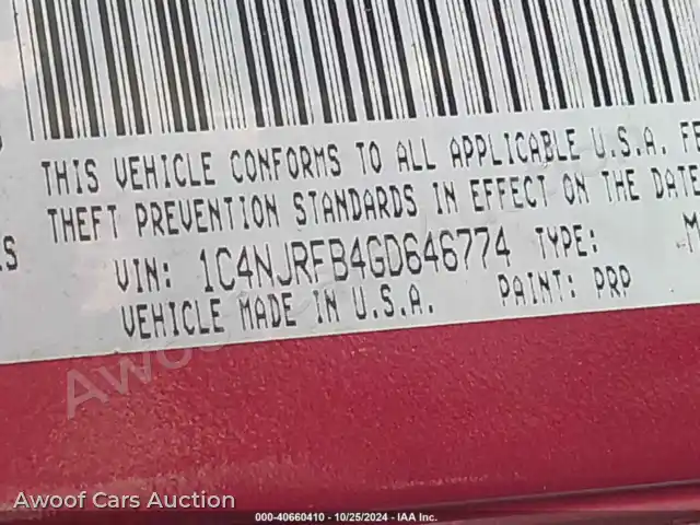 2016 Jeep Patriot 1C4NJRFB4GD646774 — Iaai auction photo 17