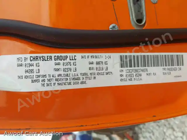2014 Dodge Dart 1C3CDFEB6ED740378 — Copart auction photo 10