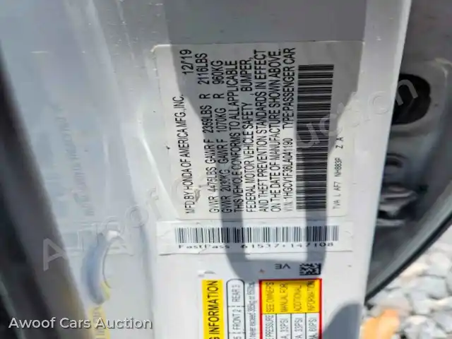 2020 Honda Accord 1HGCV1F36LA041190 — Copart auction photo 13