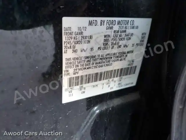 2013 Ford Edge 2FMDK4KC8DBB13933 — Copart auction photo 13