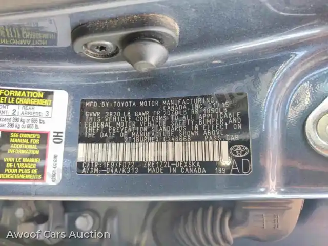 2015 Toyota Corolla 2T1BURHEXFC346668 — Copart auction photo 12