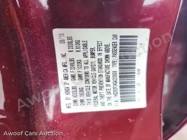 2016 Honda Accord 1HGCR2F34GA030608 — Copart auction photo 12