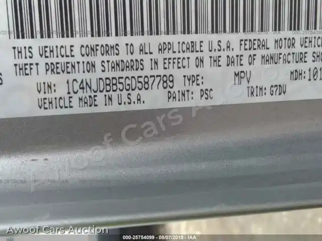 2016 Jeep Compass 1C4NJDBB5GD587789 — Iaai auction photo 9