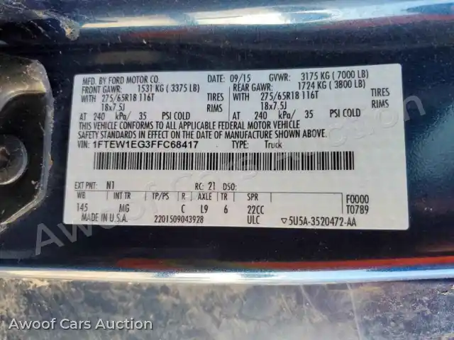 2015 Ford F-150 1FTEW1EG3FFC68417 — Copart auction photo 12