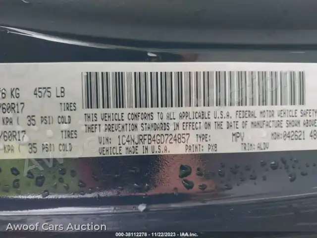 2016 Jeep Patriot 1C4NJRFB4GD724857 — Iaai auction photo 9