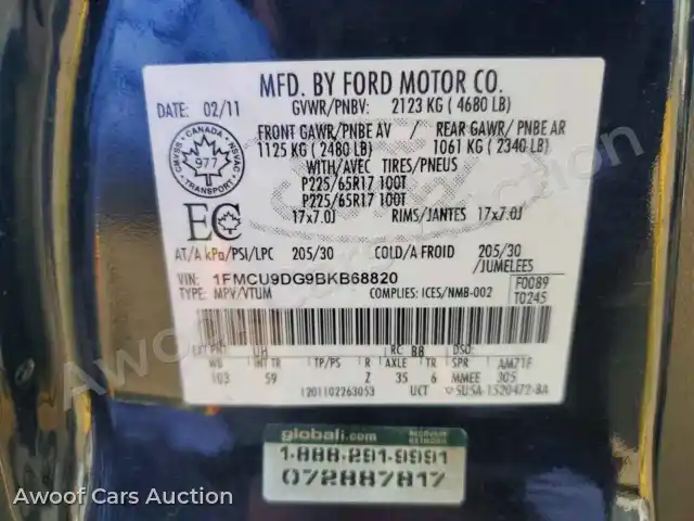2011 Ford Escape 1FMCU9DG9BKB68820 — Copart auction photo 13
