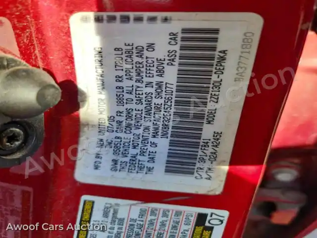 2005 Toyota Corolla 1NXBR32E45Z561077 — hoton gwanjo Copart na 12