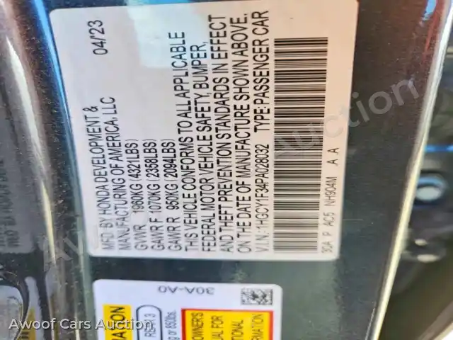 2023 Honda Accord 1HGCY1F34PA028032 — Copart auction photo 12