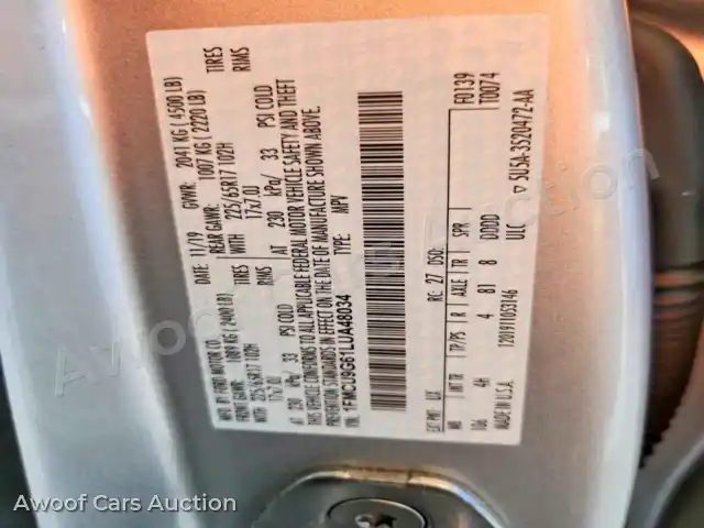 2020 Ford Escape 1FMCU9G61LUA48034 — Copart auction photo 13