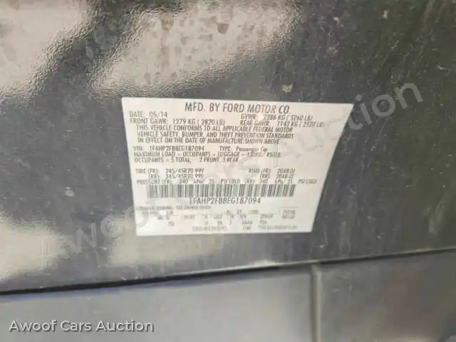 2014 Ford Taurus 1FAHP2F88EG187094 — hoton gwanjo Copart na 12