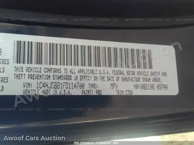 2015 Jeep Compass 1C4NJDBB1FD114700 — Iaai auction photo 9